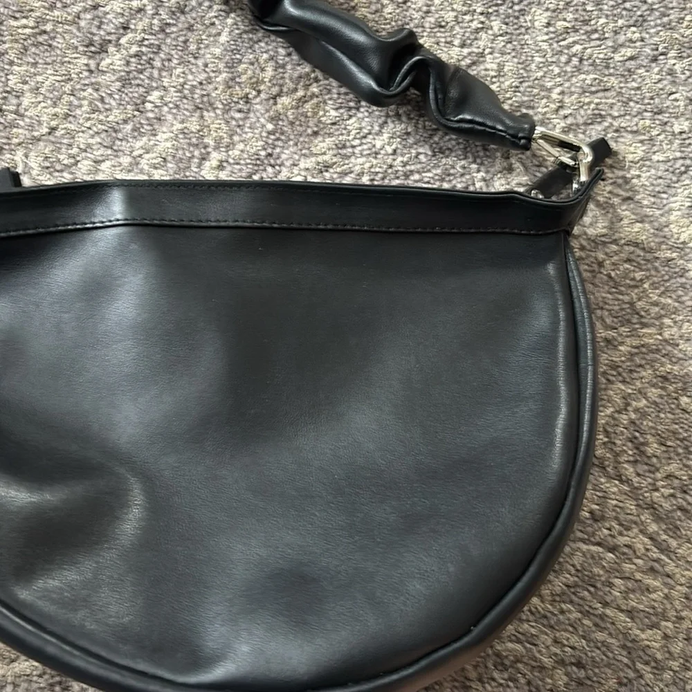 Black Crossbody Bag with Braided Strap and Gold Hardware - Picture 5 of 6